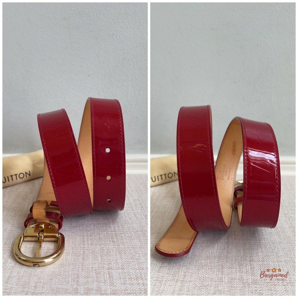 Authentic Louis Vuitton Pomme D'Amour Monogram Vernis LV Frame Belt Size 80/32 - Picture 9 of 13